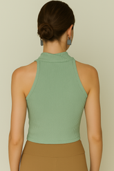 SAGE SLICE Ribbed Top